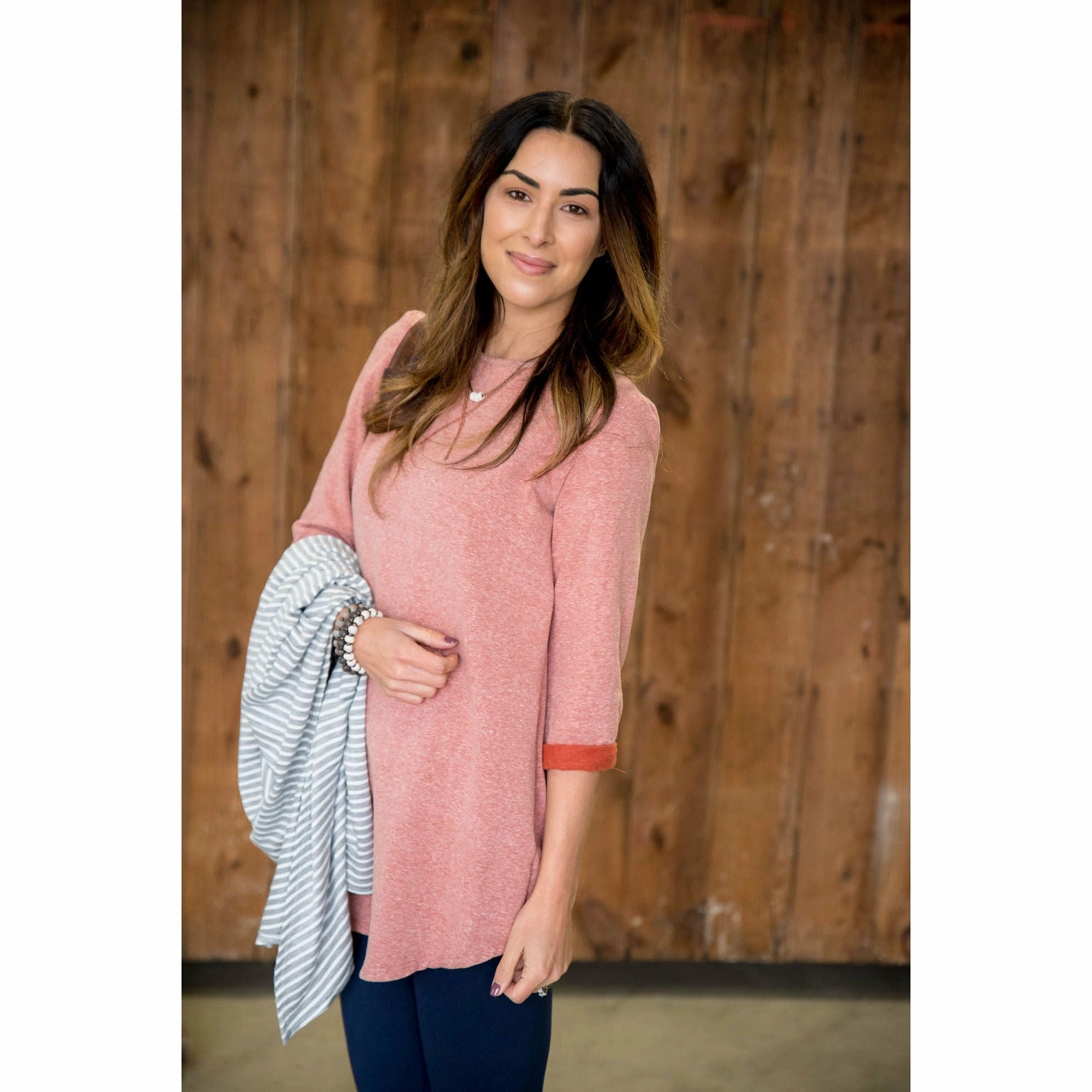 product combo Date night 3/4 Cuffed Sleeve Two-Toned Sweatshirt Tunic