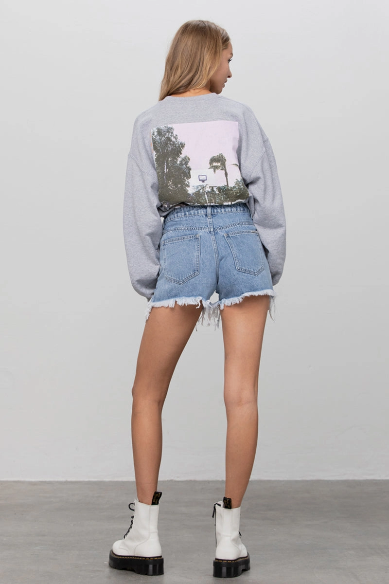 Ultra Soft Touch Sport Style Fit Rhinestone Denim Shorts Without Belt