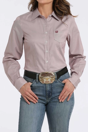 Cinch Women's Tencel Pink Stripe Shirt Silicone Grip Interior