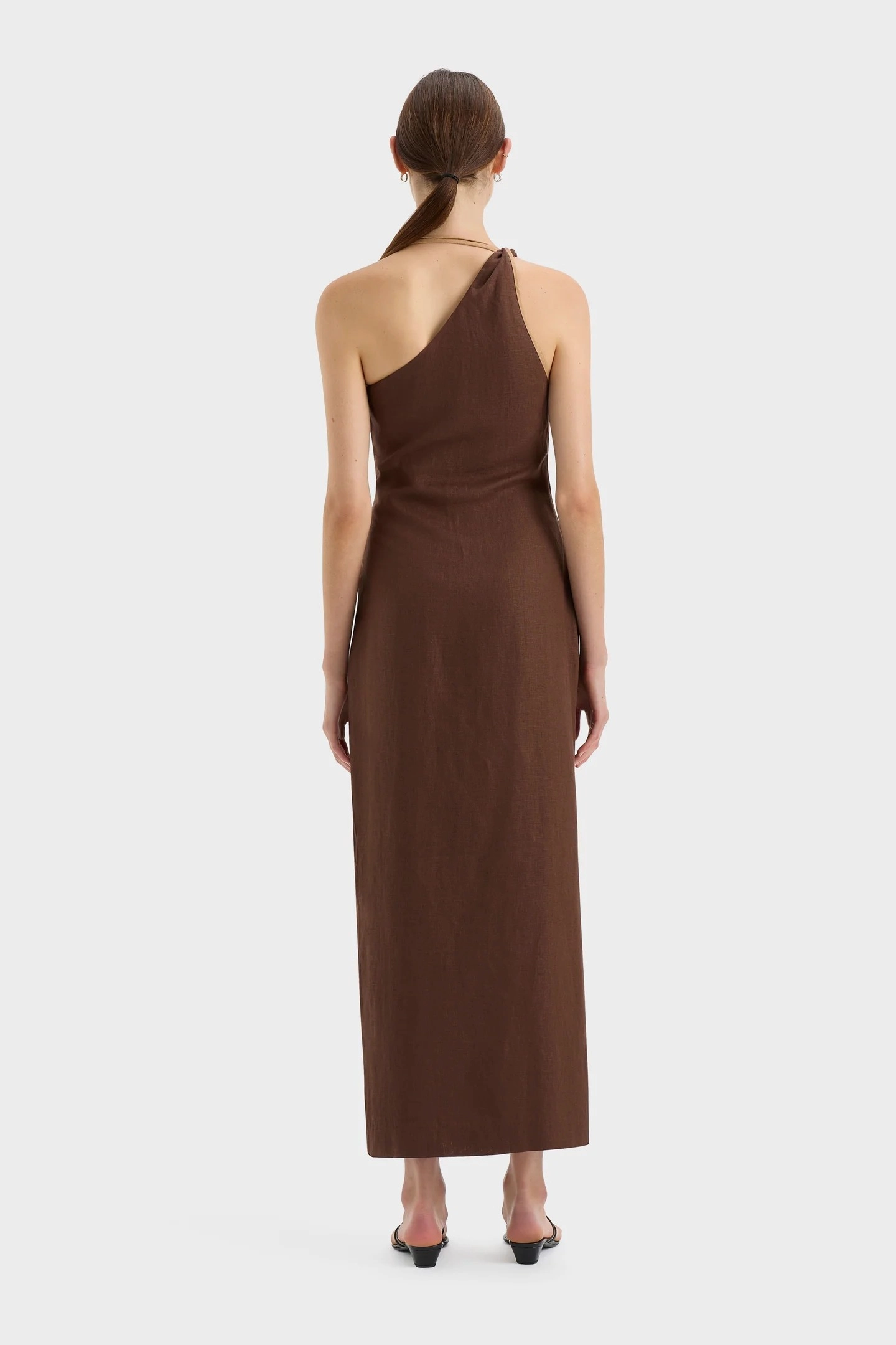 Summer Friendly Sophisticated Line Affogato Asymmetric Midi Dress