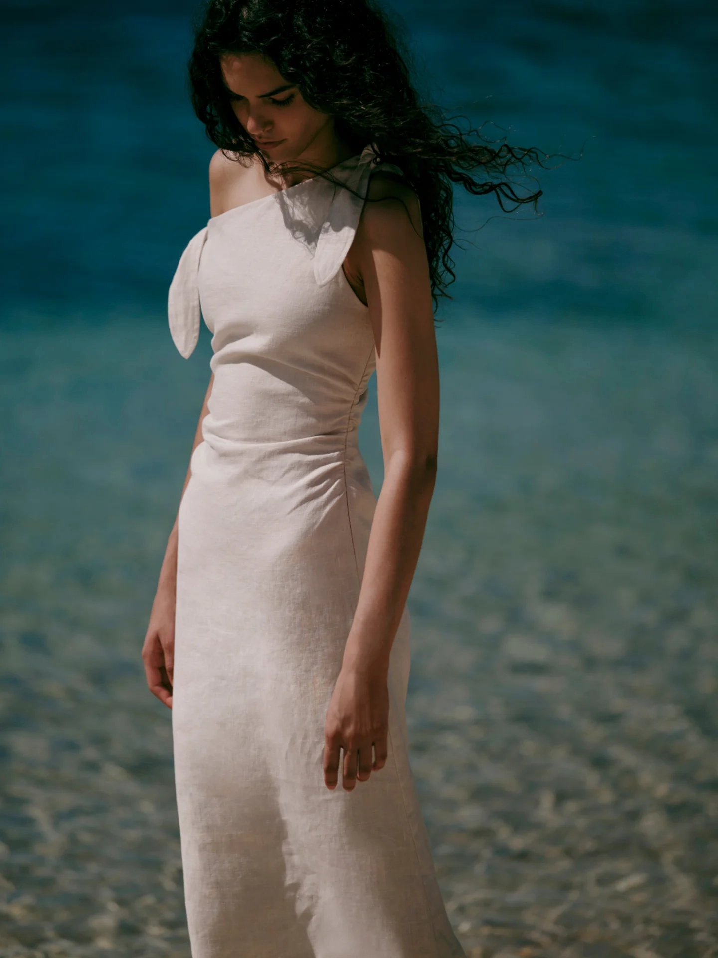 Romantic Style Affogato Tie Shoulder Dress