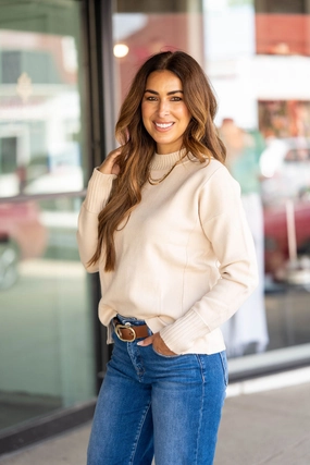 Thick Ribbed Trim Sweater Chilly Day Wear