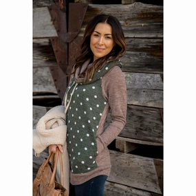 Effortless Look Polka Dot Body Cowl Neck Sweatshirt