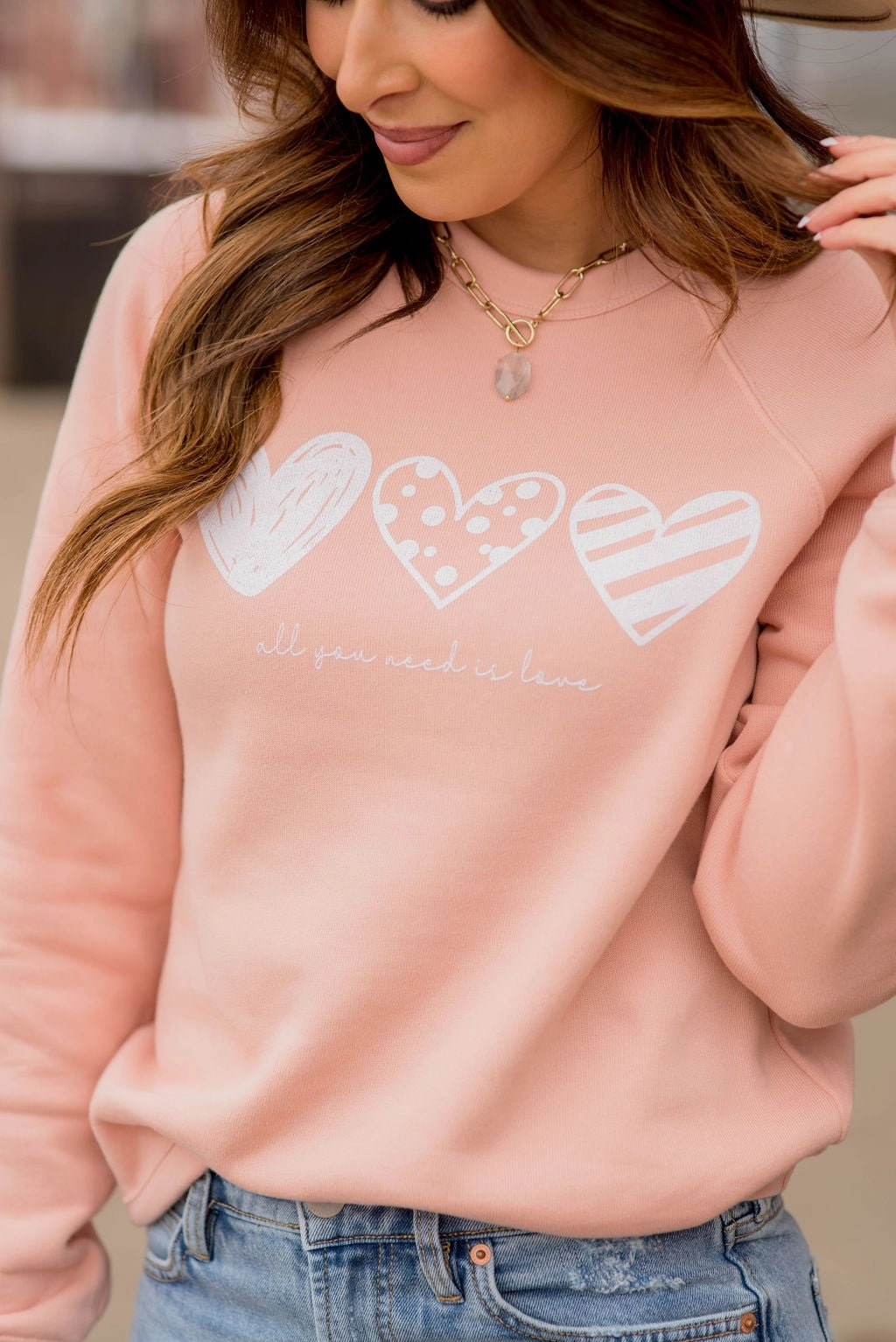 product beach style charm All You Need Is Love Graphic Crewneck