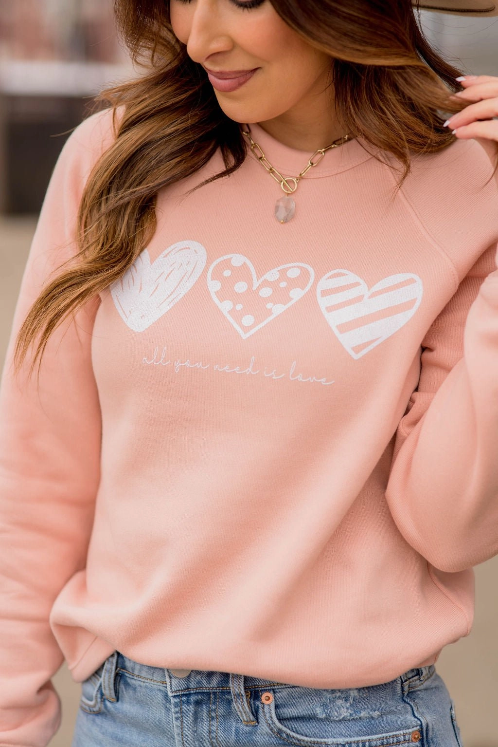Cool Vibes Fashionable Vibes All You Need Is Love Graphic Crewneck