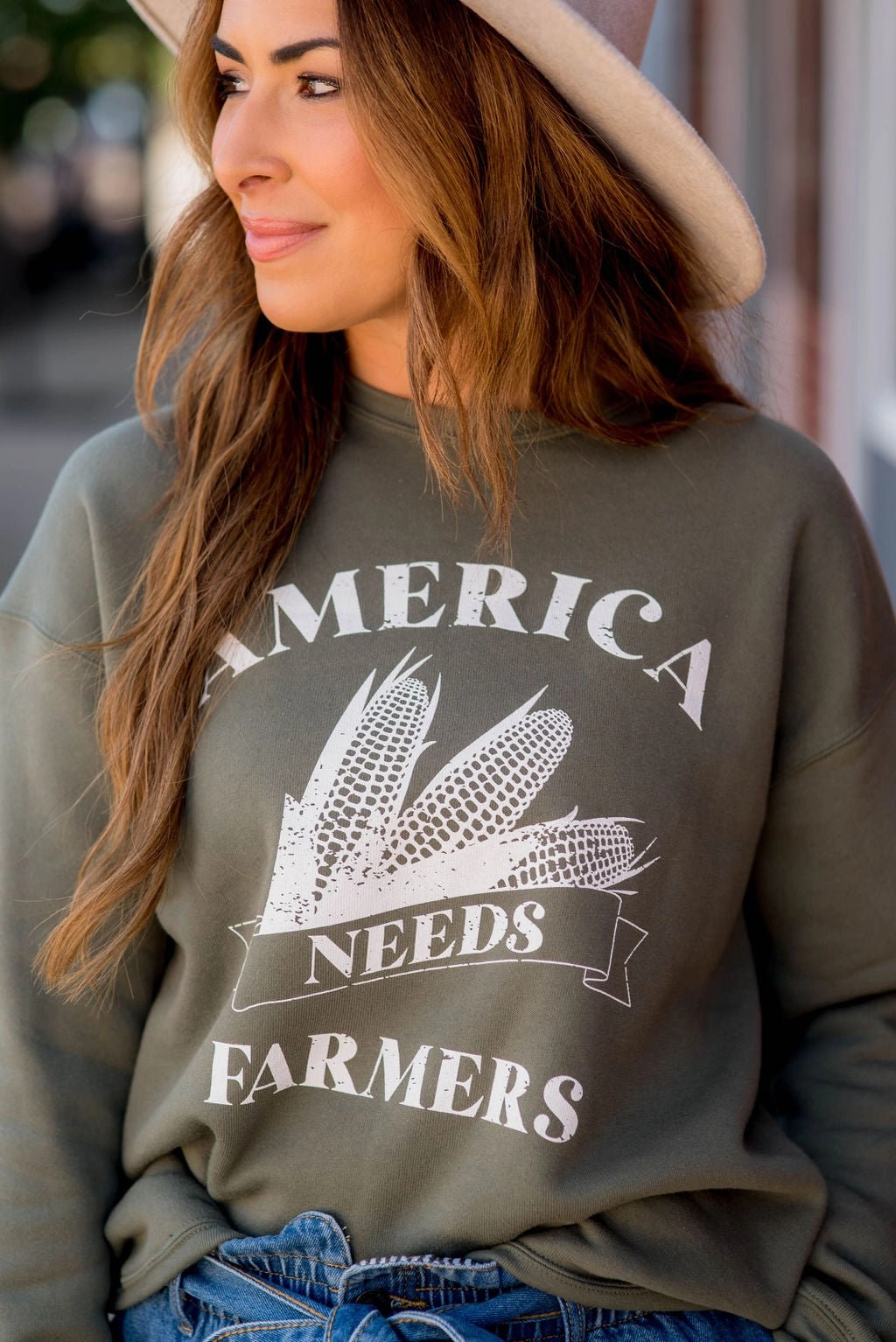 America Needs Farmers Graphic Crewneck product snowboarding suitable thrill User Experience