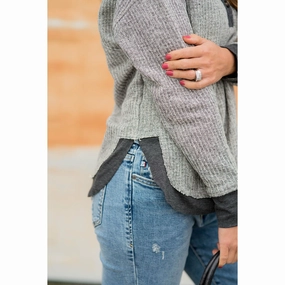 right for running Mock Layered Button Thermal Sweatshirt