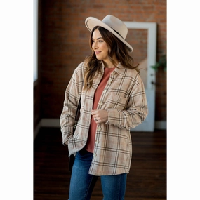 Ultra Flexible Touch of Marsala So Soft Plaid Shacket