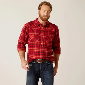 Brunch Outfit Ariat Men??s Heber Retro Cranberry Crimson Snap Shirt