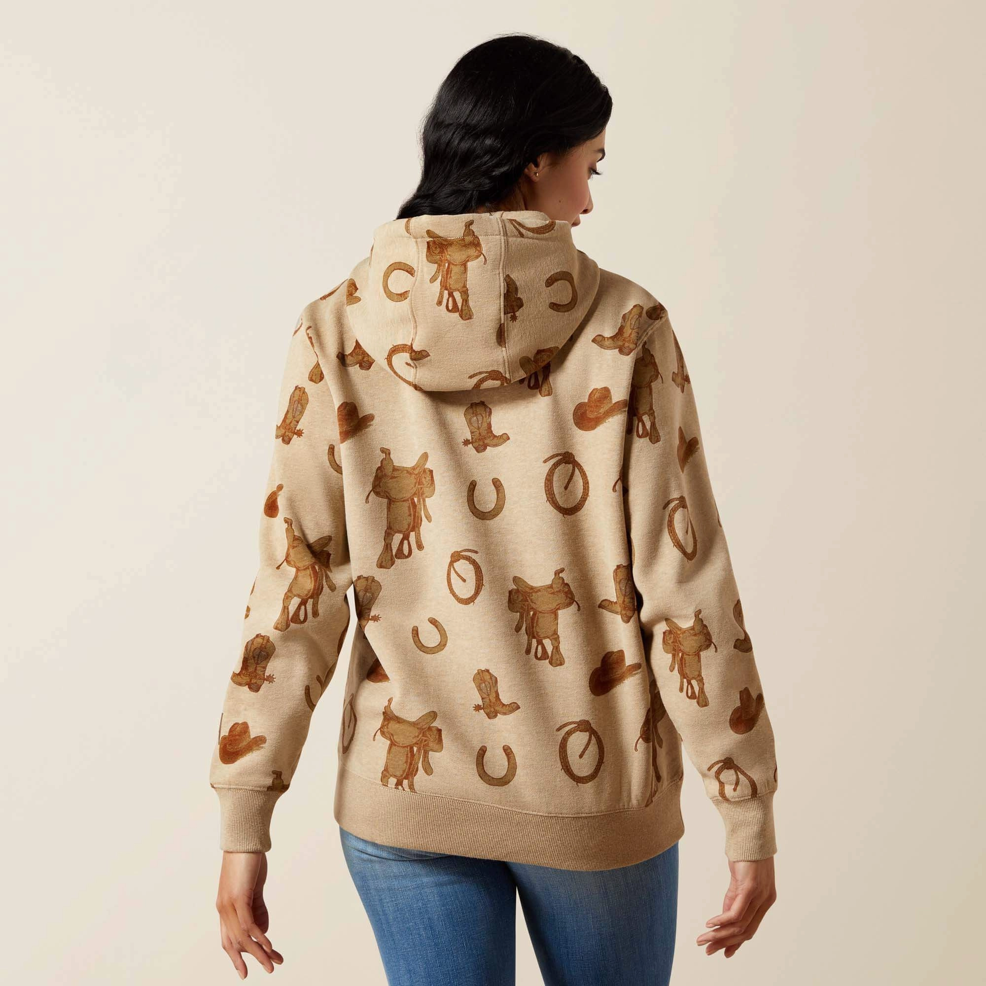 Ariat Women's Savannah Tan Heather Hoodie Chiffon details Best Selling