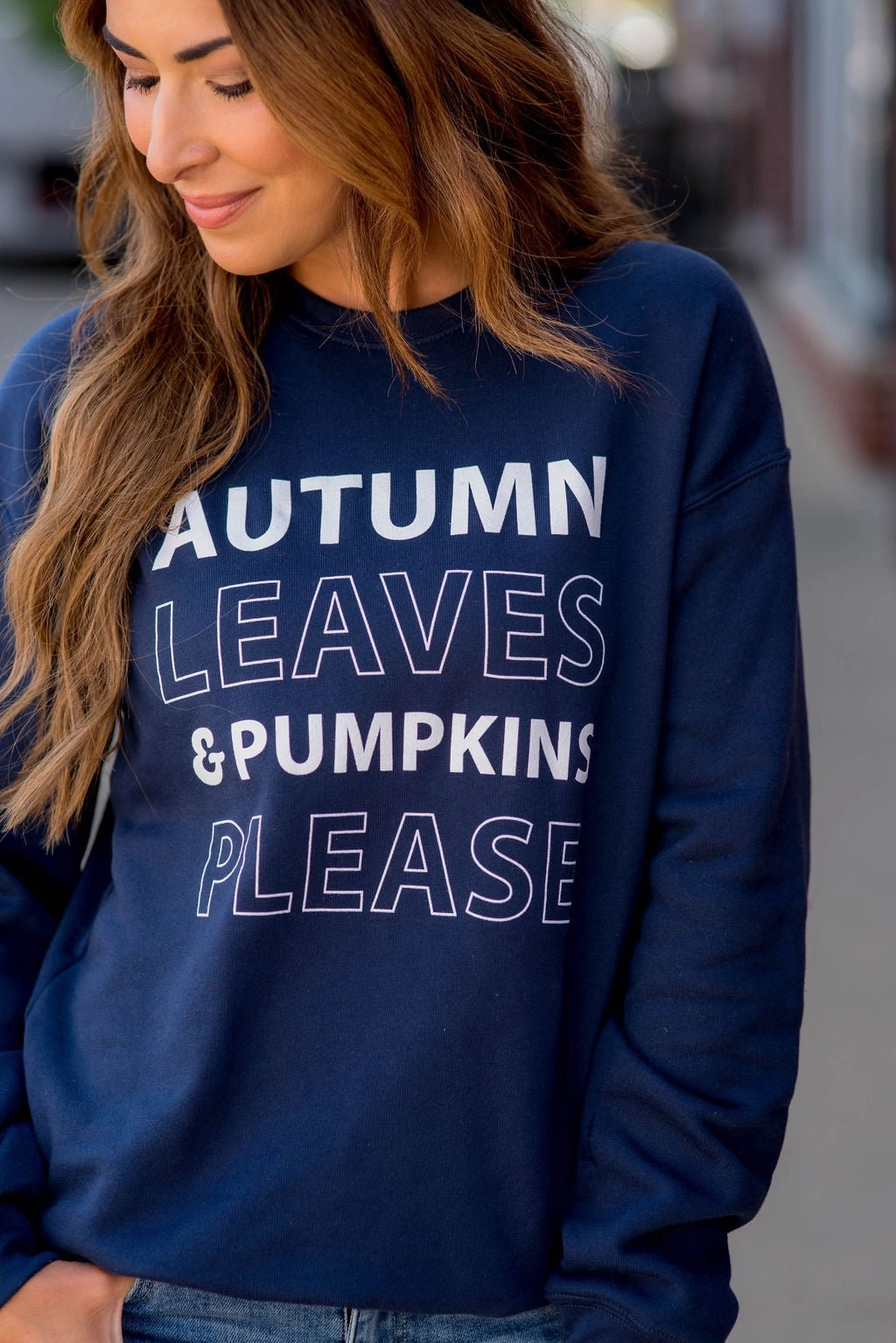 Casual Hoodie Style Outdoor Fit Autumn Leaves Graphic Crewneck