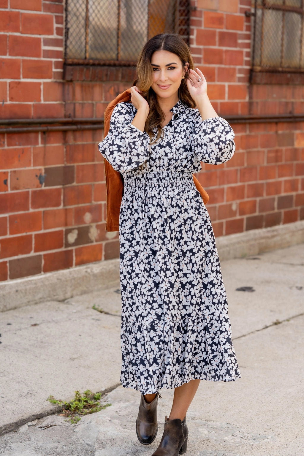 Tailored Comfort Timeless Waist Azalea Ruffle Bottom Midi Dress