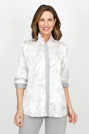 Beau Chemise Bobbi Marled Print with Denim Trim Social Meetup
