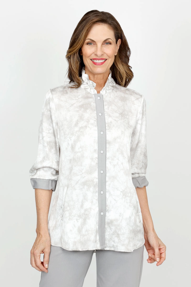 Beau Chemise Bobbi Marled Print with Denim Trim Social Meetup