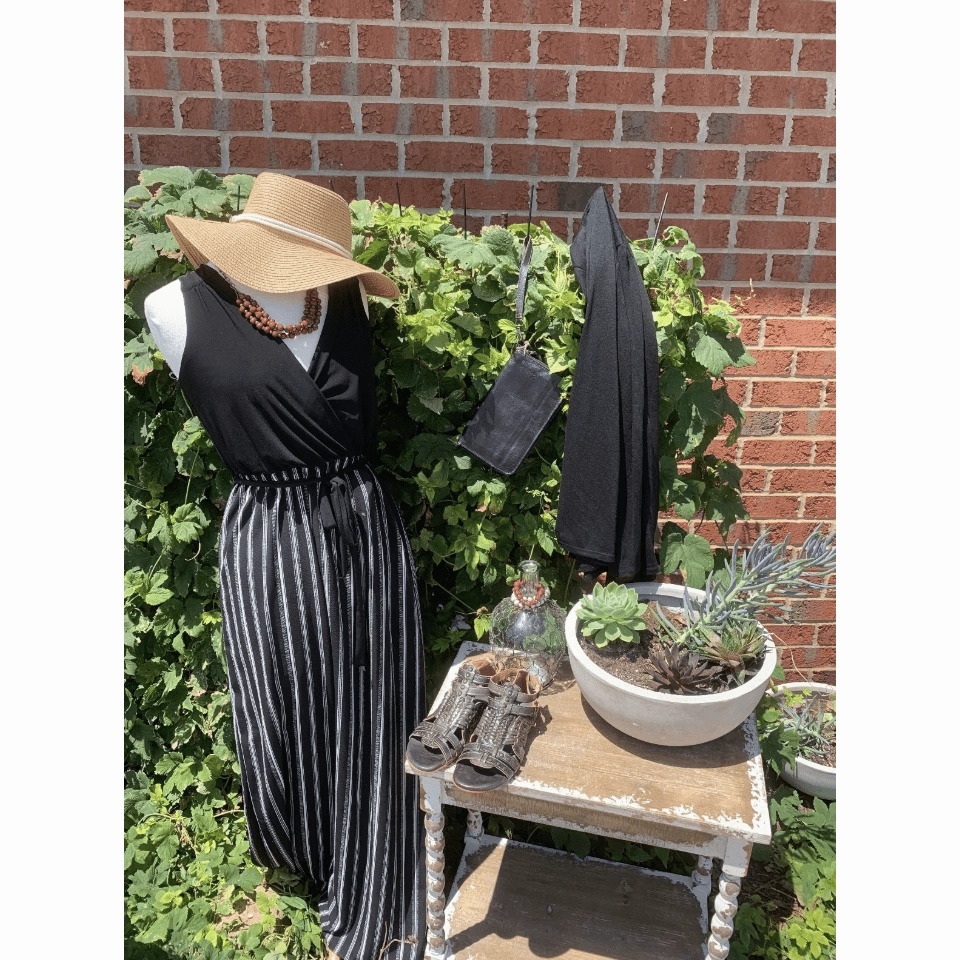 Black Bottom Striped Maxi Chic Style Wear