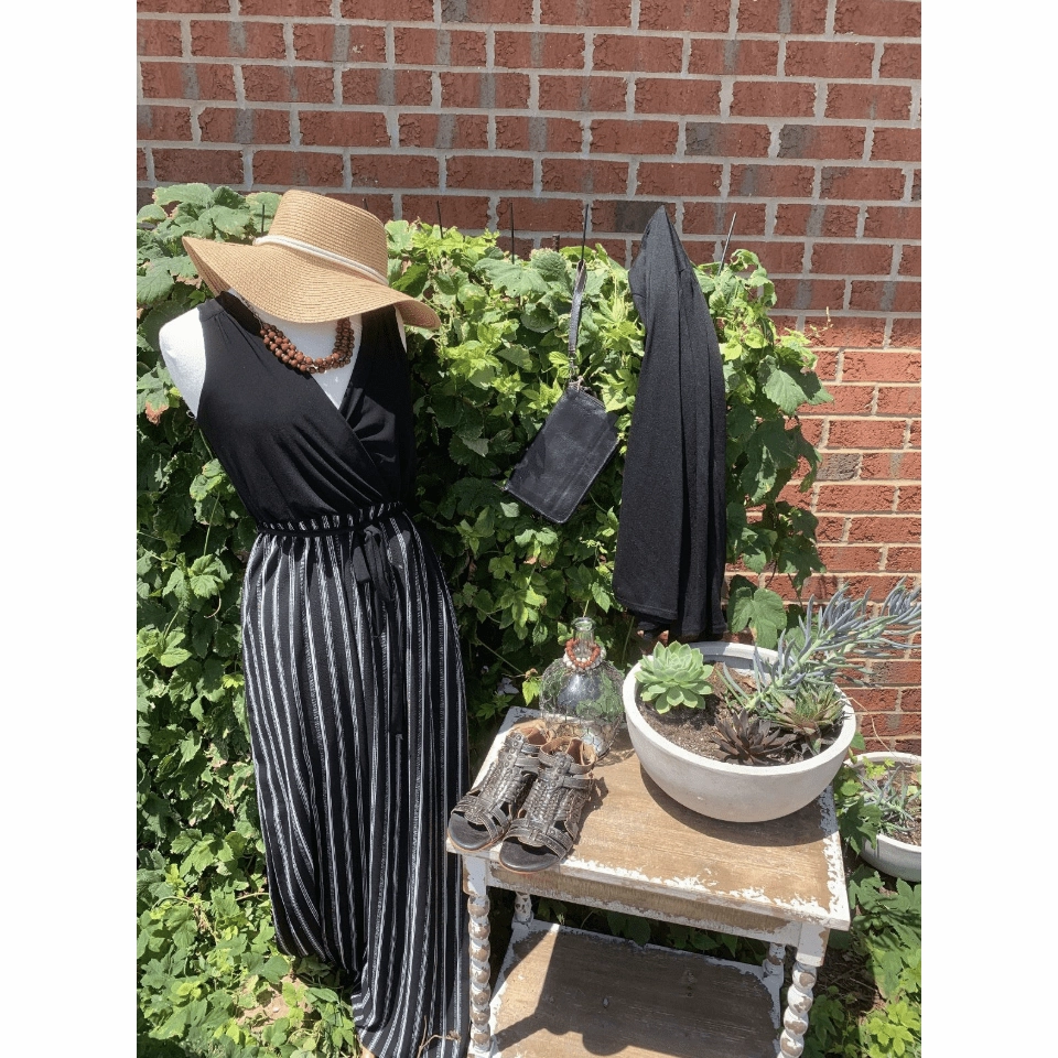 Smart Blend Chilly Day Layers Black Bottom Striped Maxi