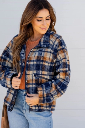 Weather Adaptive Ventilation Minimal Detail Blessings Plush Plaid Shacket