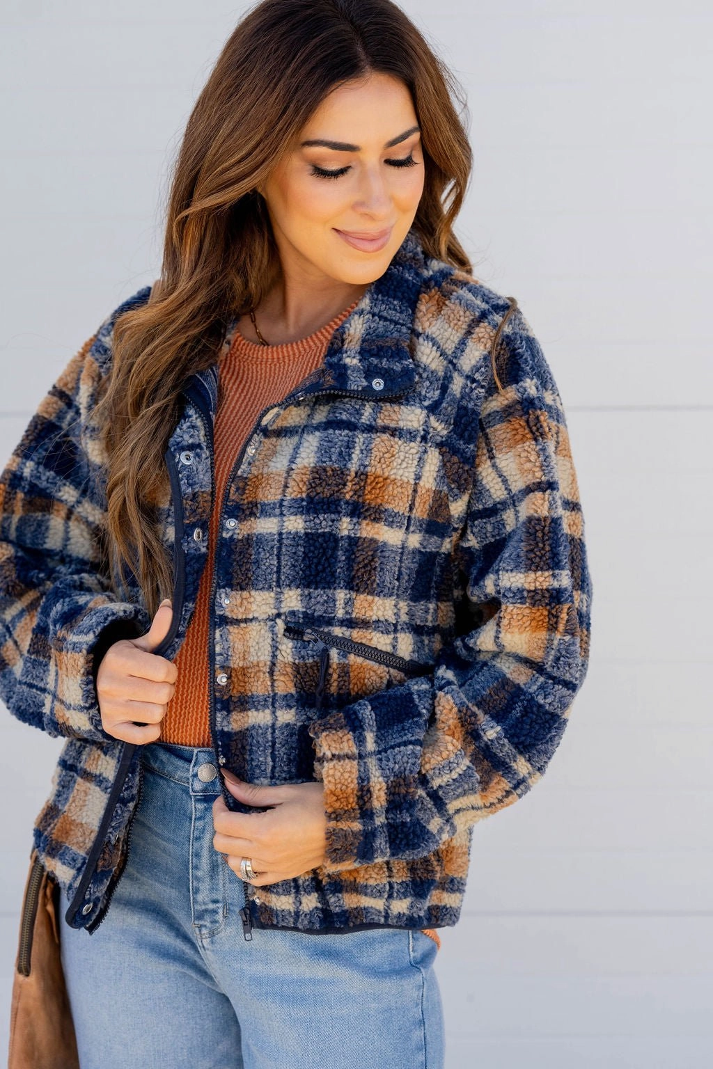 Weather Adaptive Ventilation Minimal Detail Blessings Plush Plaid Shacket
