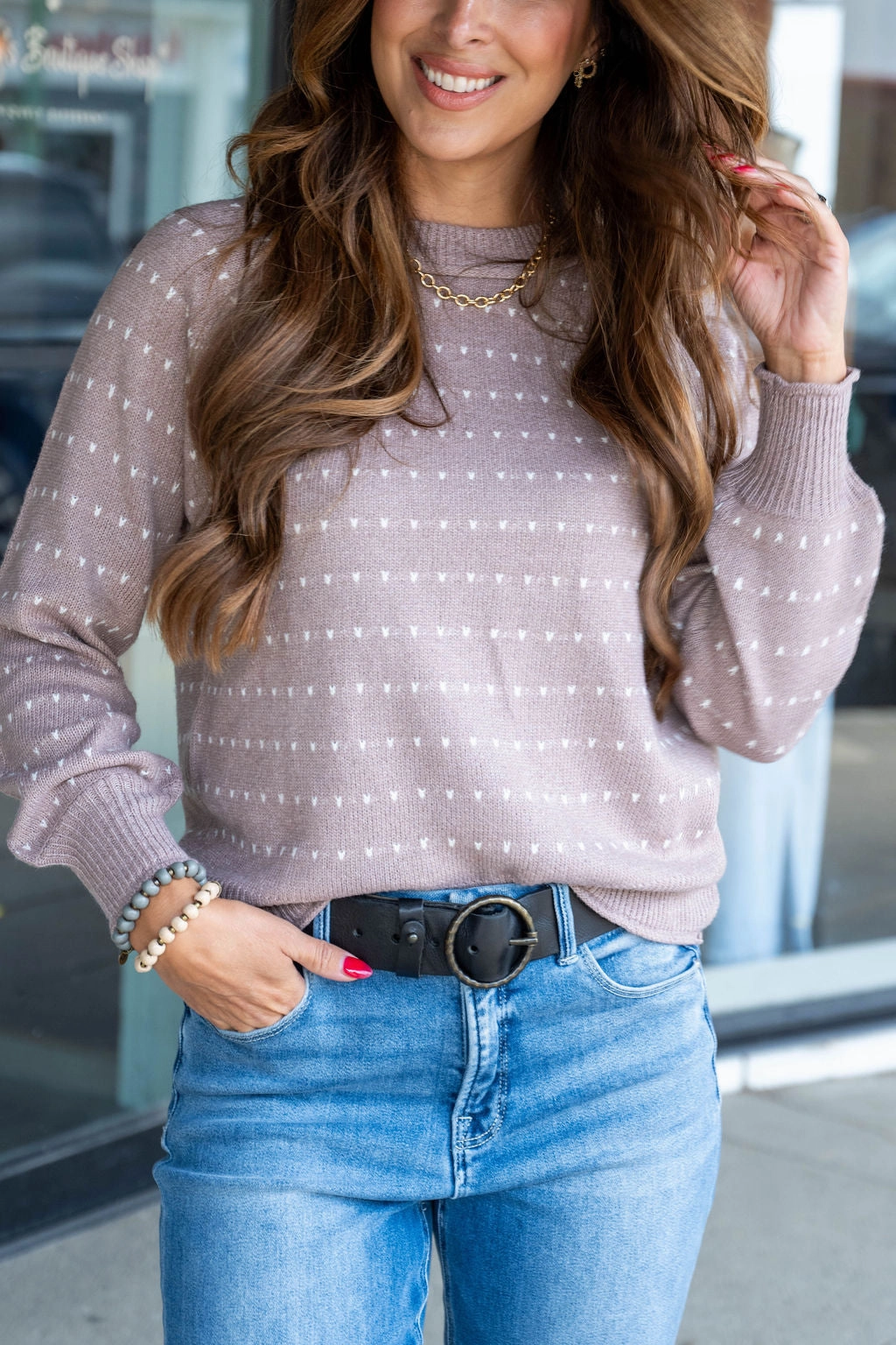 Blissful Ribbed Trim Sweater Effortless Wear