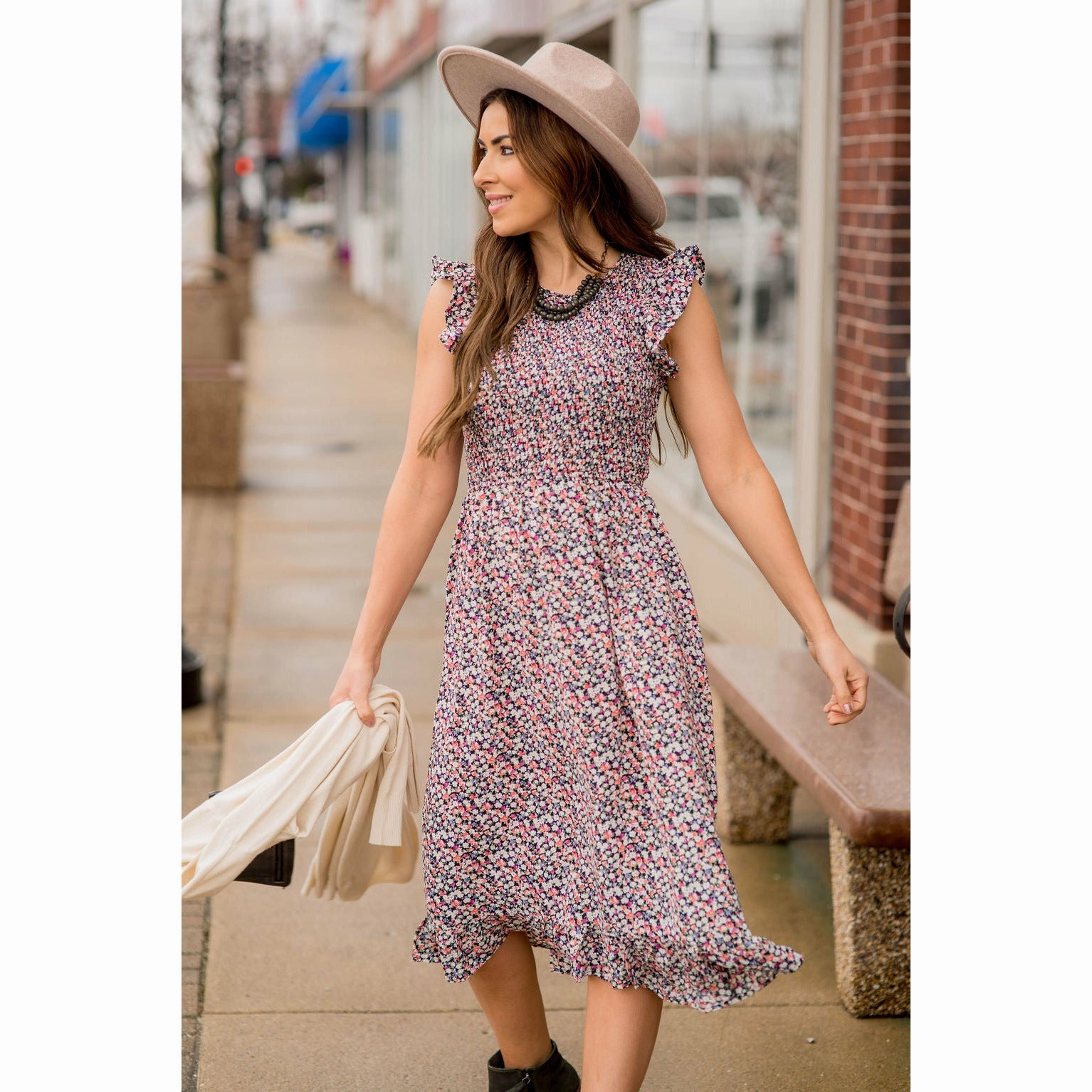 Blooming Floral Midi Dress Smooth Vibes