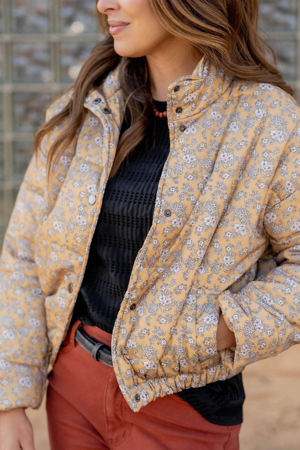 All Year Double Layer Protection Blossoms Bomber Jacket