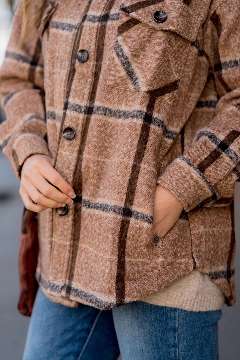 Classic Urban Wear Coffee Runs Plaid Shacket