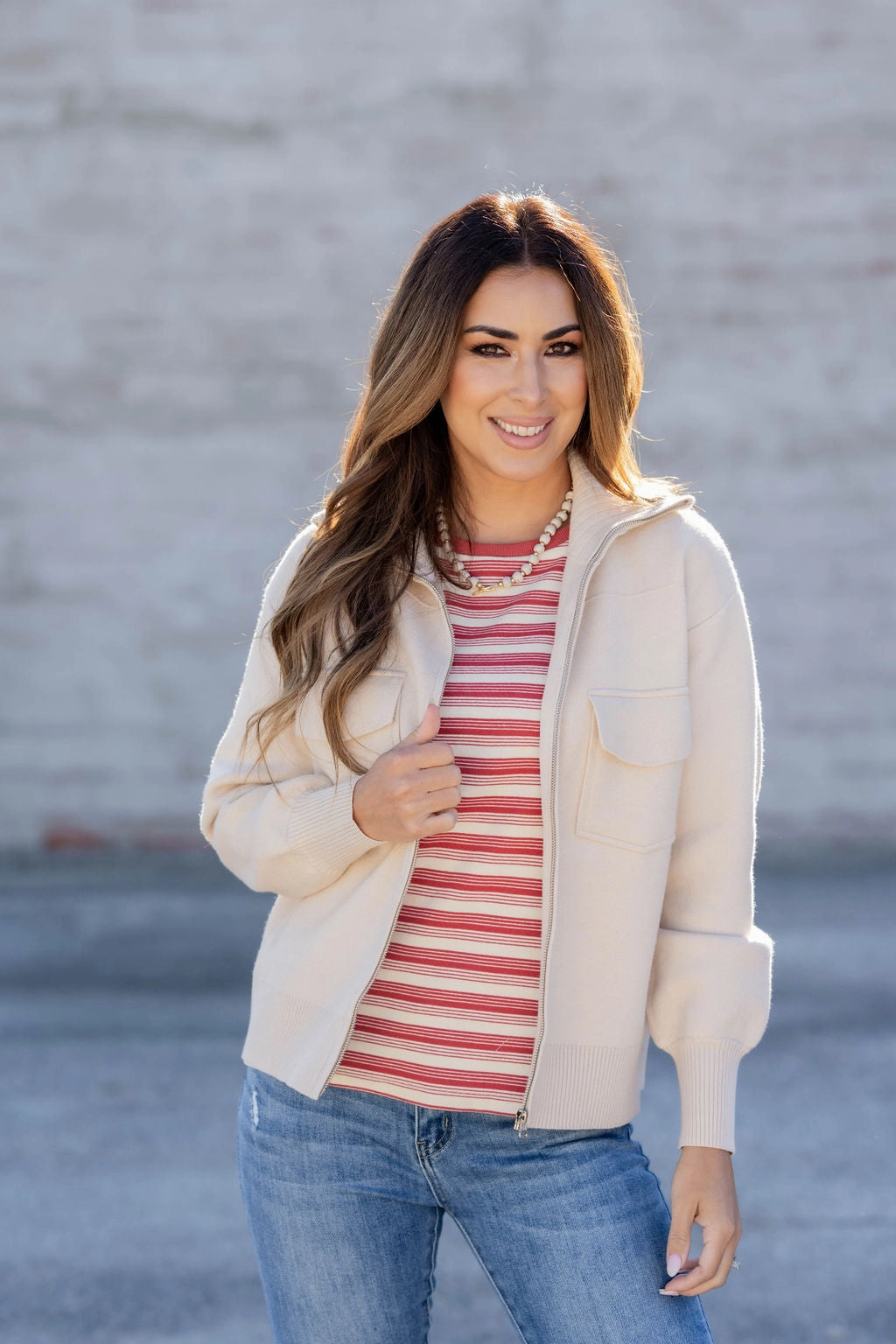 Dual Pocket Sweater Jacket ReinforcedSeams Wool blend