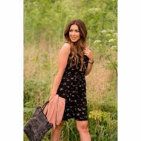 Polite Vibe Brush Stroke Tie Tank Dress