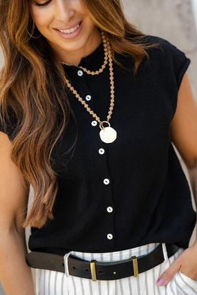 Button Front Knit Tee All Purpose Wear