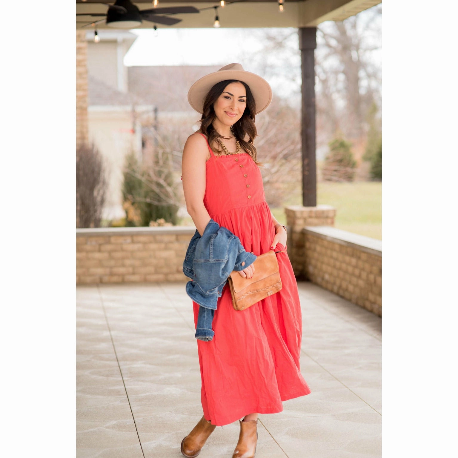 Button Top Tank Midi Neutral Form Effortless Layering