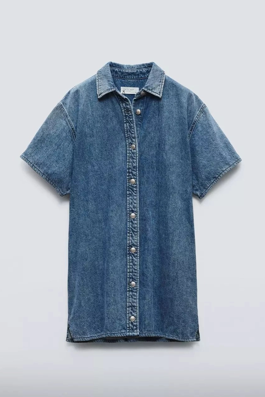Carter Denim Dress Sage Detail