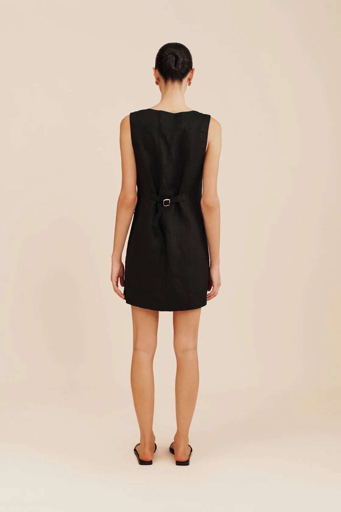 monochrome Flare Hem Emma Button Down Mini Dress