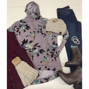 Simple Comfort Floral Thermal Hoodie