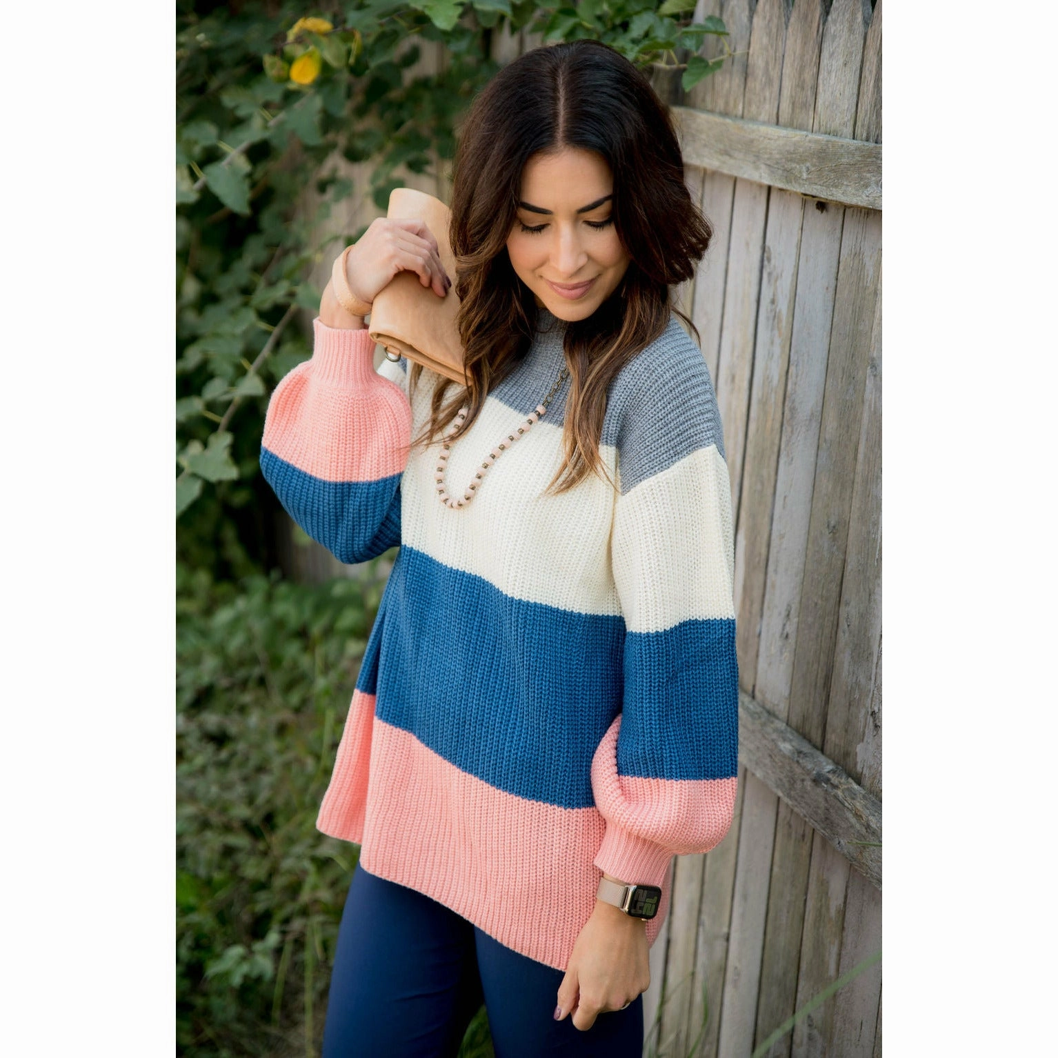 Adjustable Fit Color Blocked Sweater