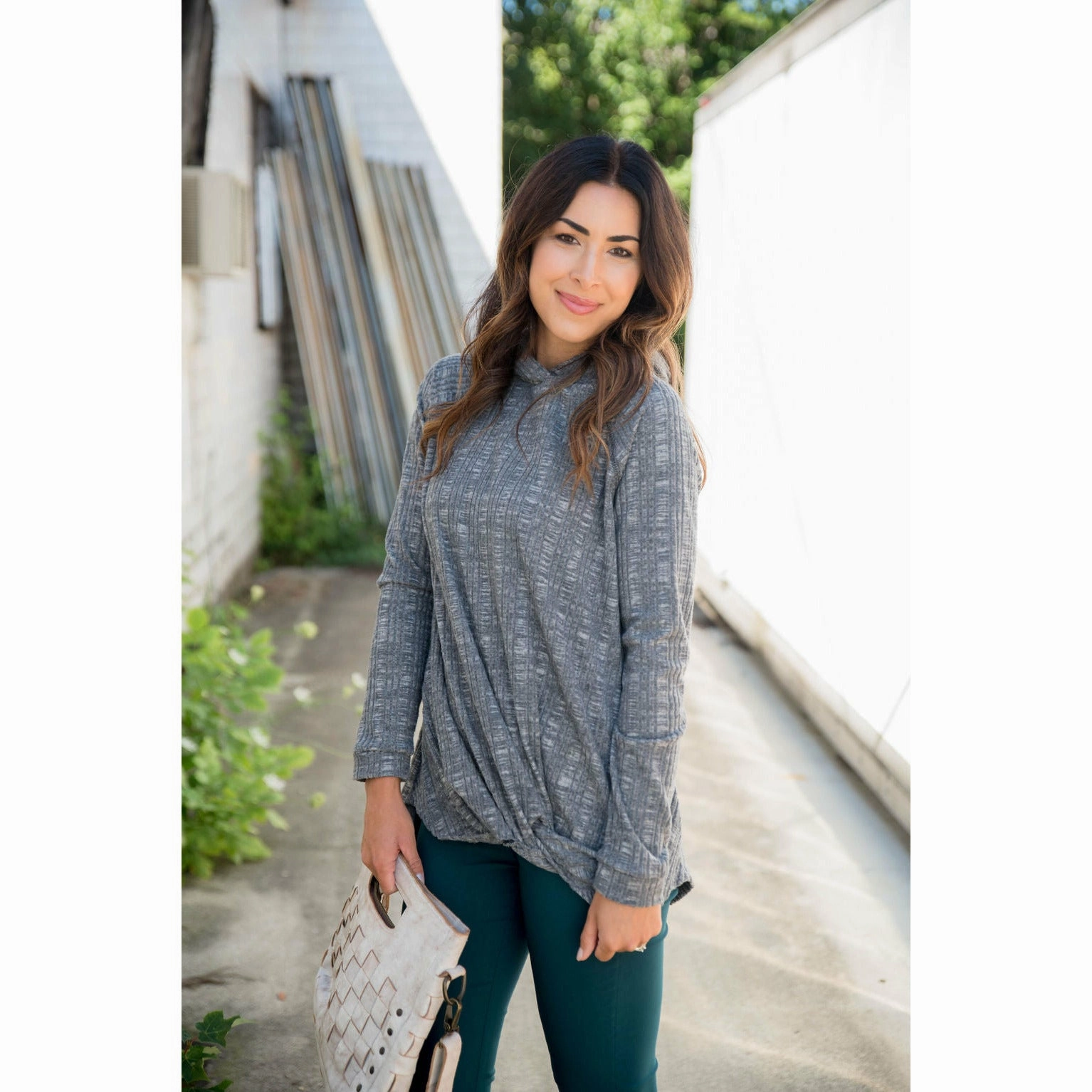 Tall Length Tall Fit Charcoal Knotted Sweatshirt