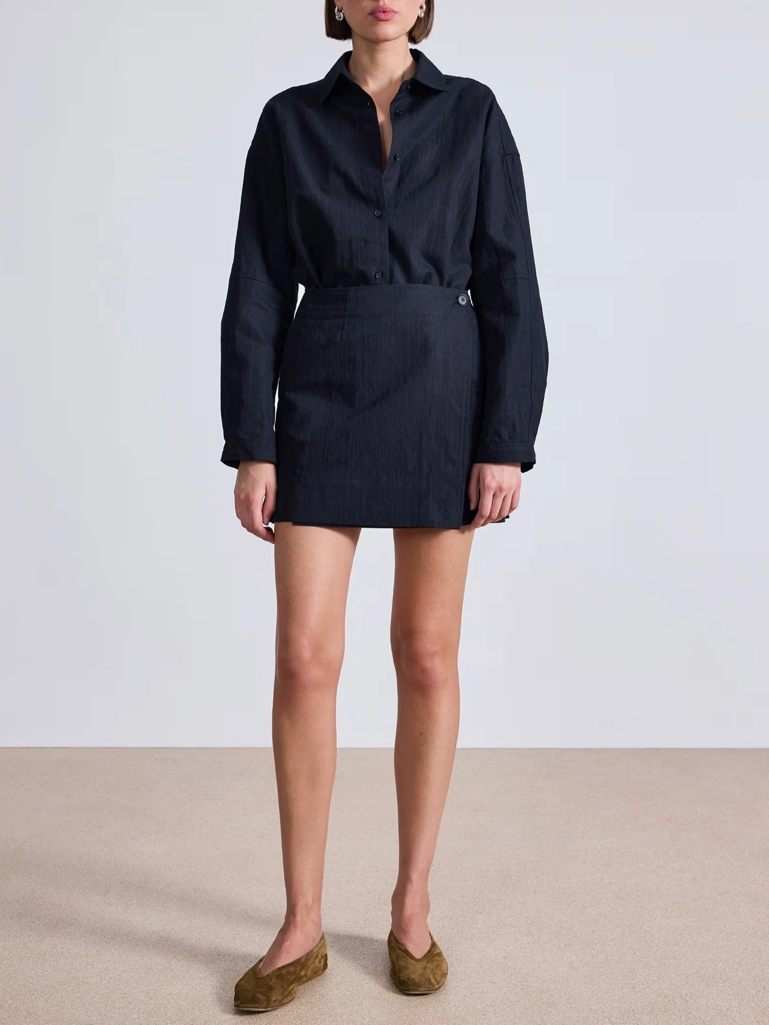 Calm Energy Neutral Layer La Reina Mini Shirt Dress