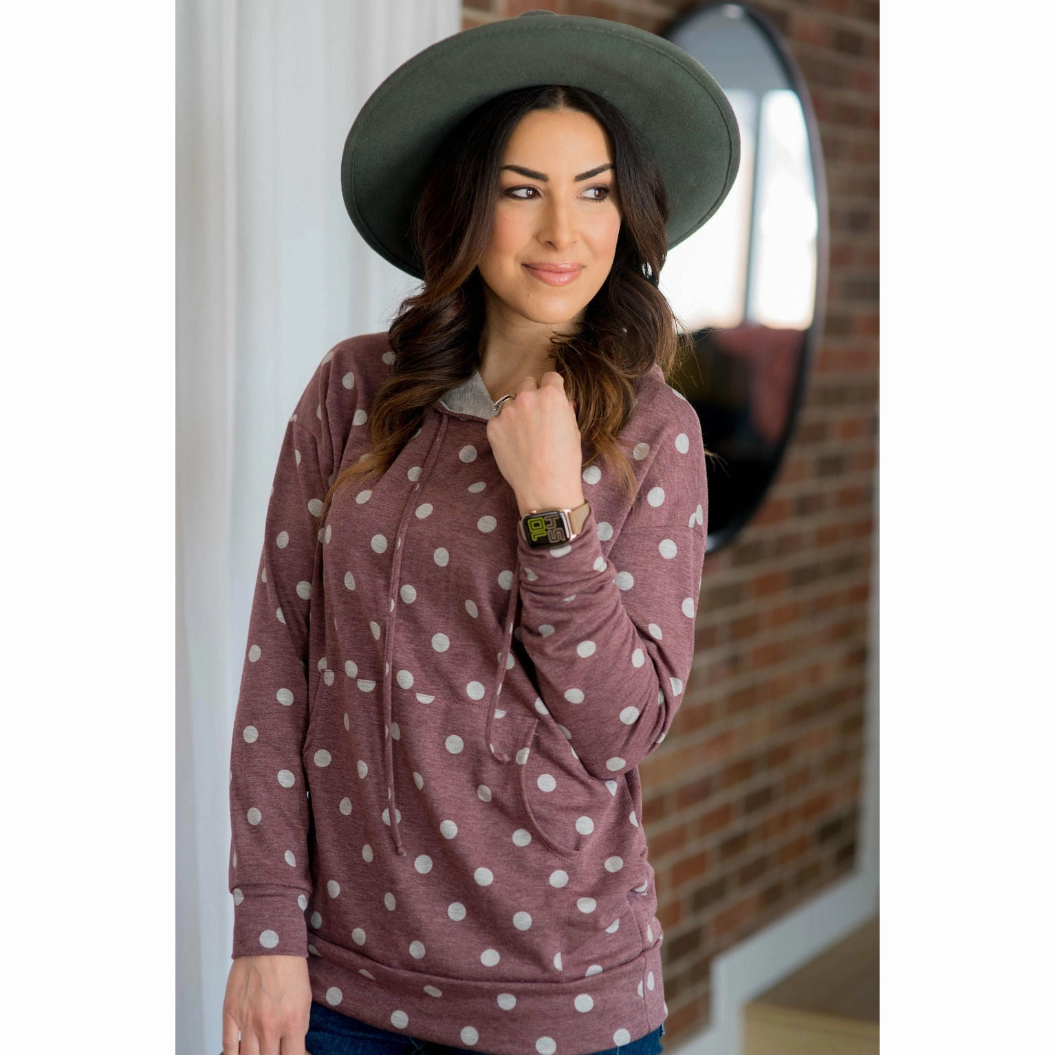 Daily Relaxed solo wear Heathered Polka Dot Hoodie