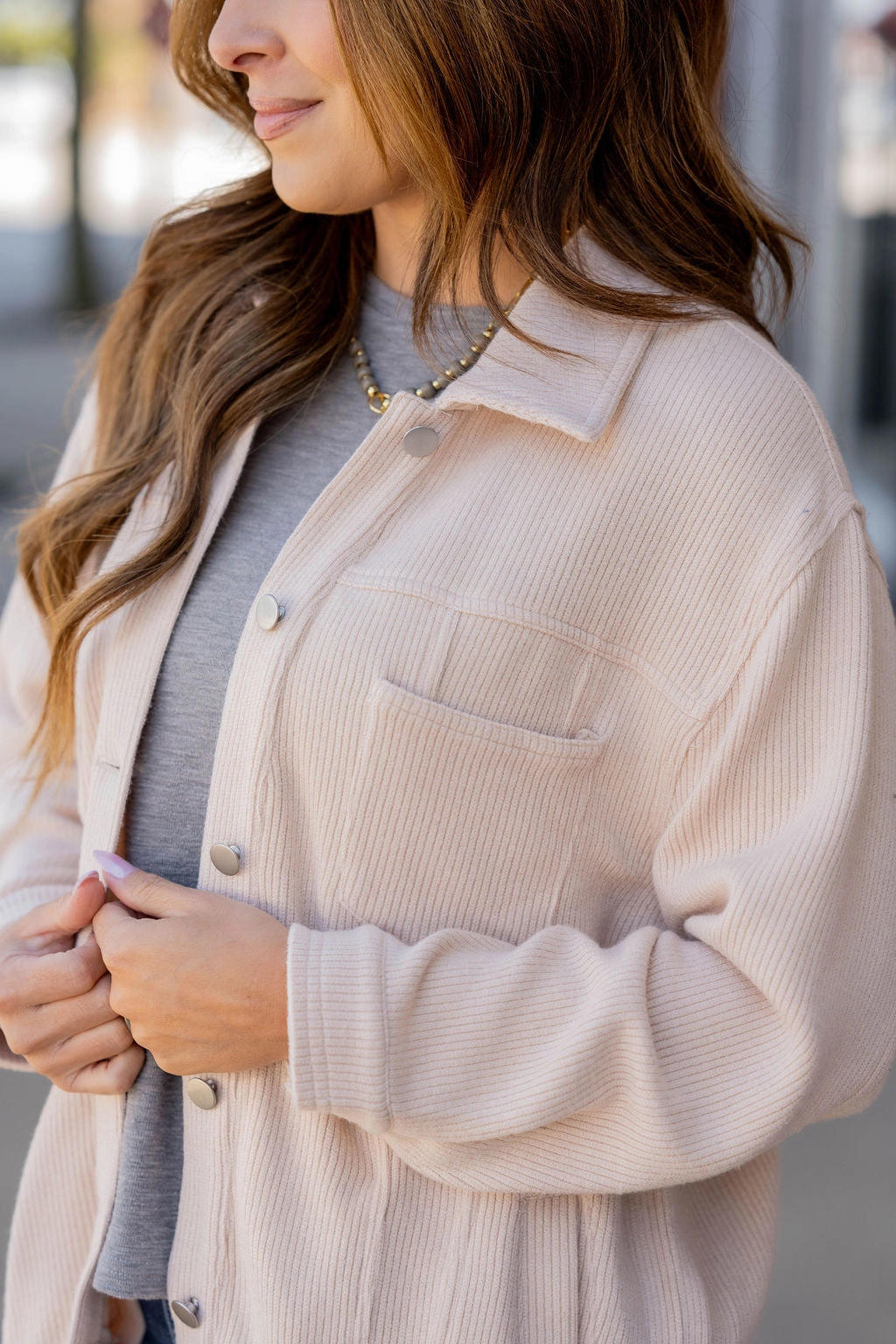 Multi Purpose Layer Corded Pocket Accented Shacket