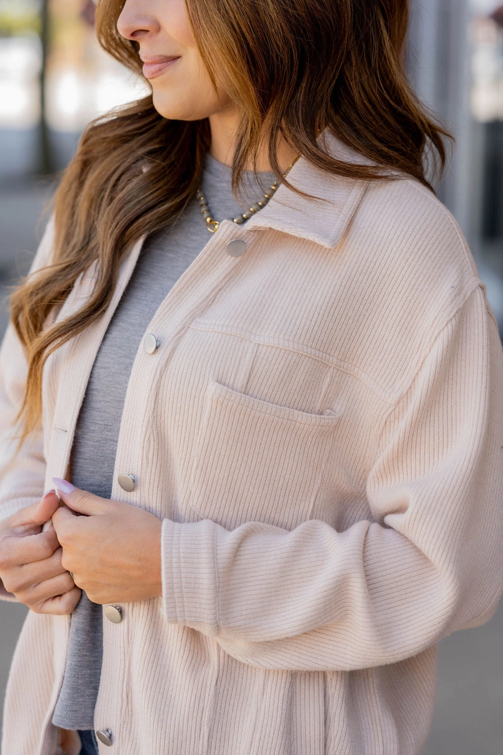 Corded Pocket Accented Shacket Modular Layering System