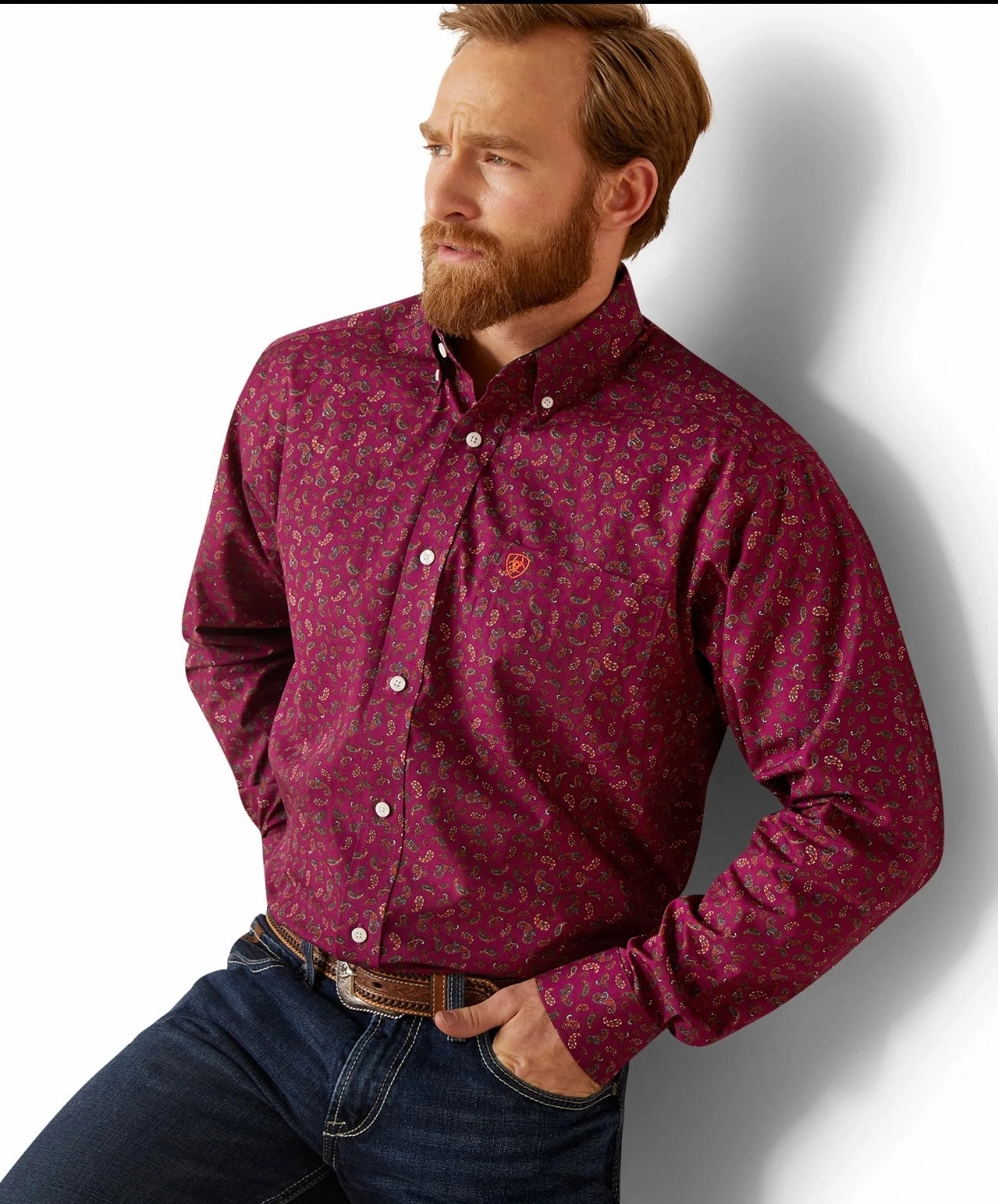 Essential Wardrobe Minimalist fashion Ariat Men??s Magenta Wrinkle Free Vernell Shirt