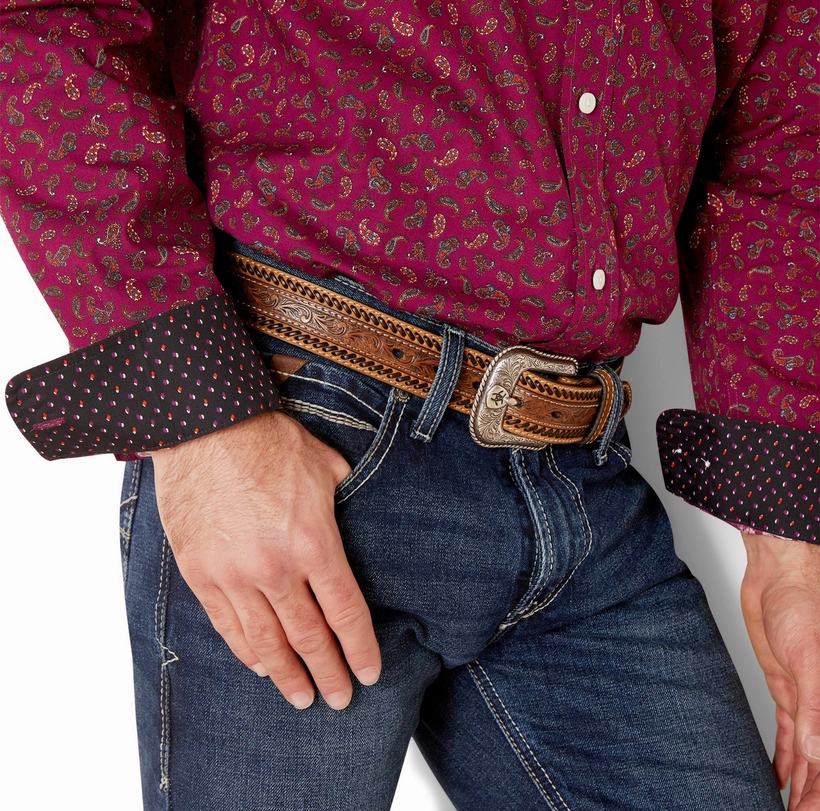 Ariat Men??s Magenta Wrinkle Free Vernell Shirt Comfortable Look