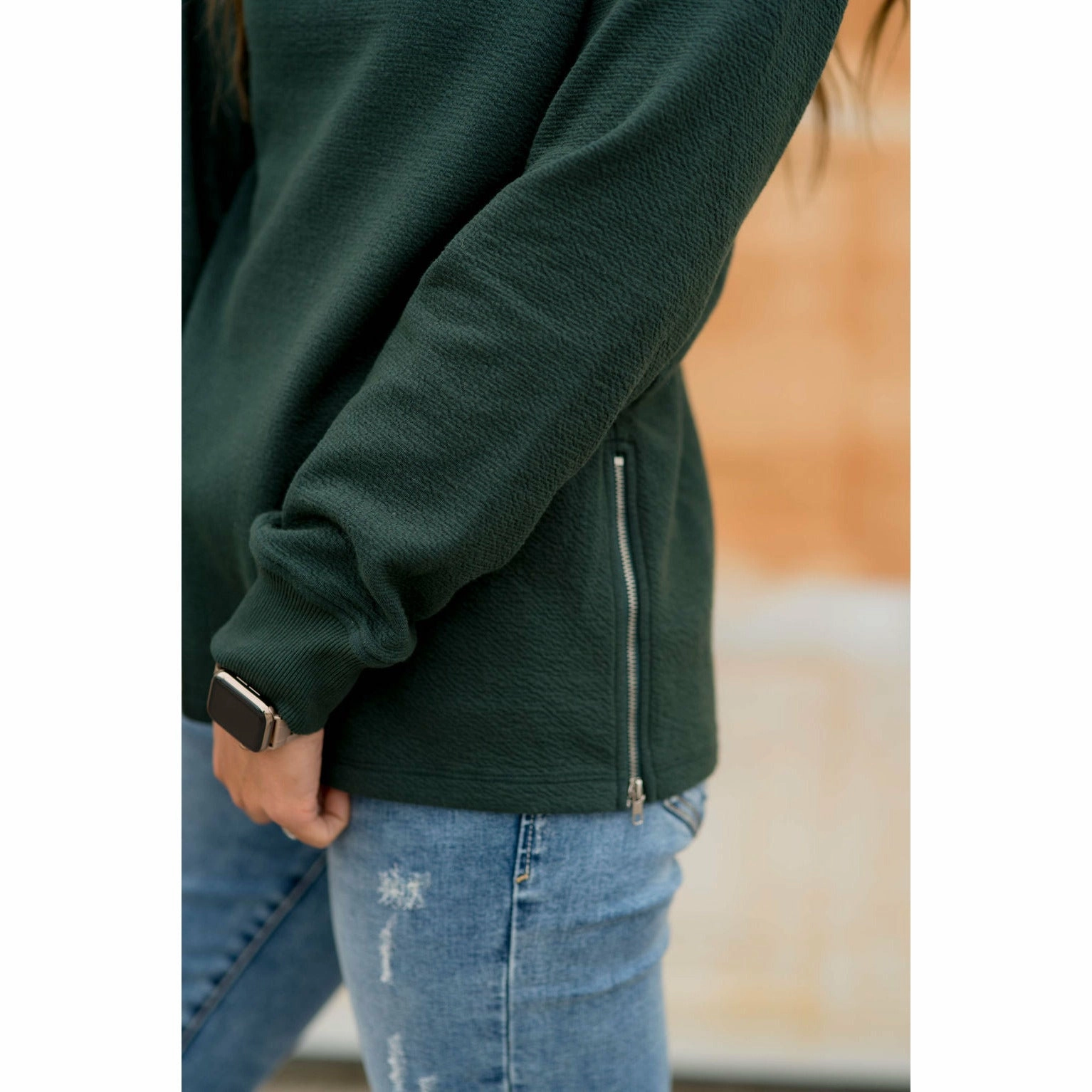 Cool Weather Chilly Weather Essential Side Zip Crewneck