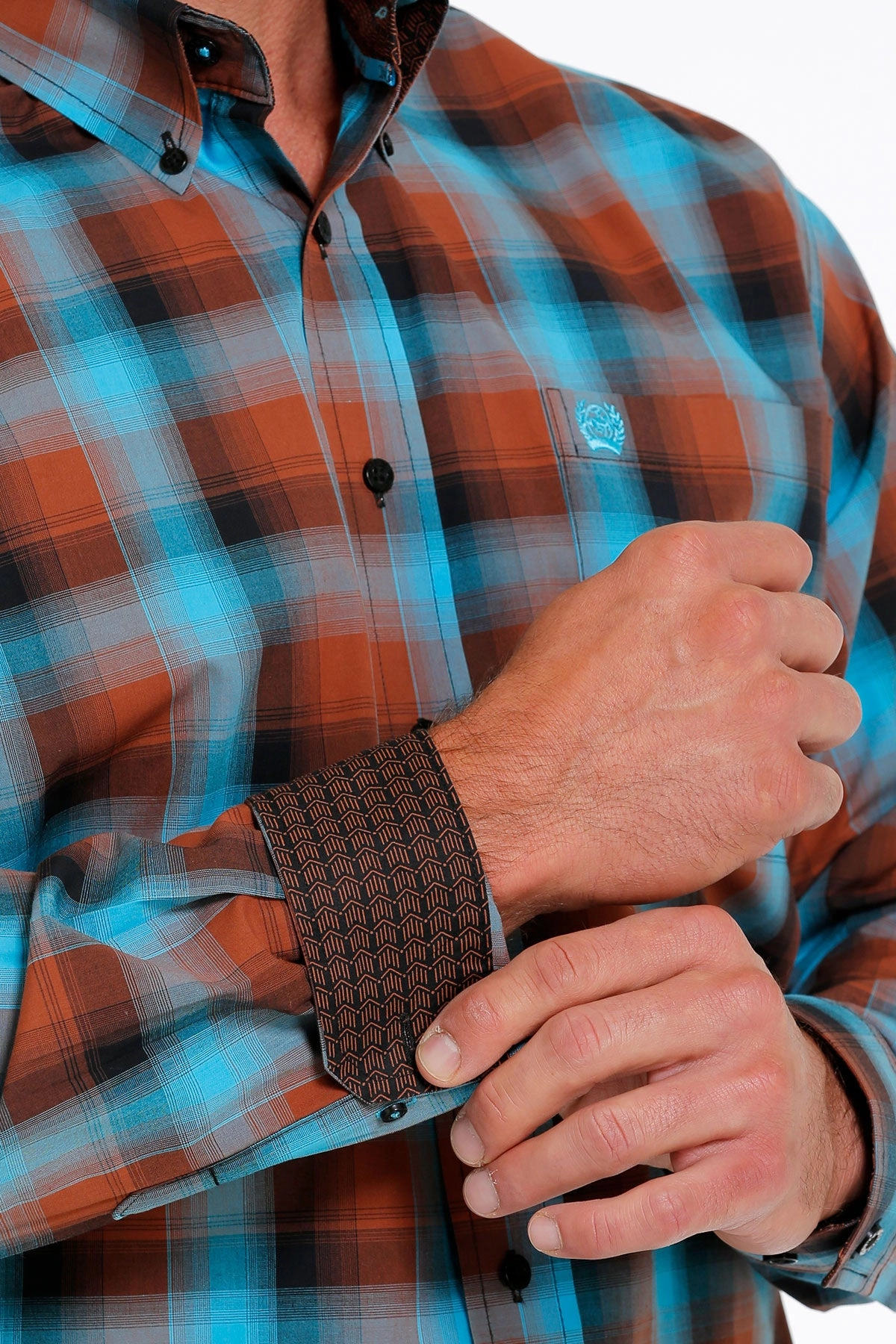 Bold Hue Cinch Men??s Blue & Brown Plaid Shirt