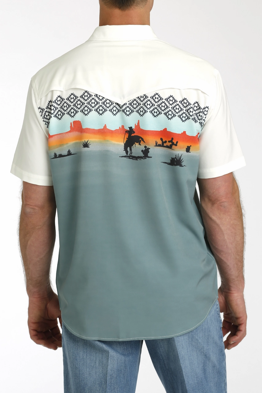 Checkered Look Cinch Men's Desert Rider Camp Shirt