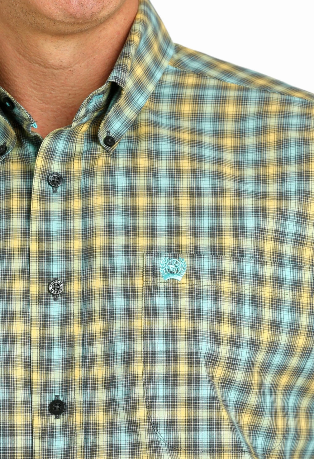 Tailored Style Eco-Friendly Choice Cinch Men??s Green/Yellow/Blue Plaid Shirt