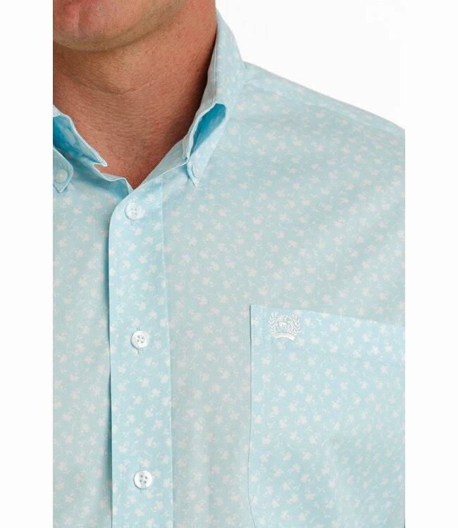 Travel-friendly Cinch Men??s Light Blue Geo Print Shirt