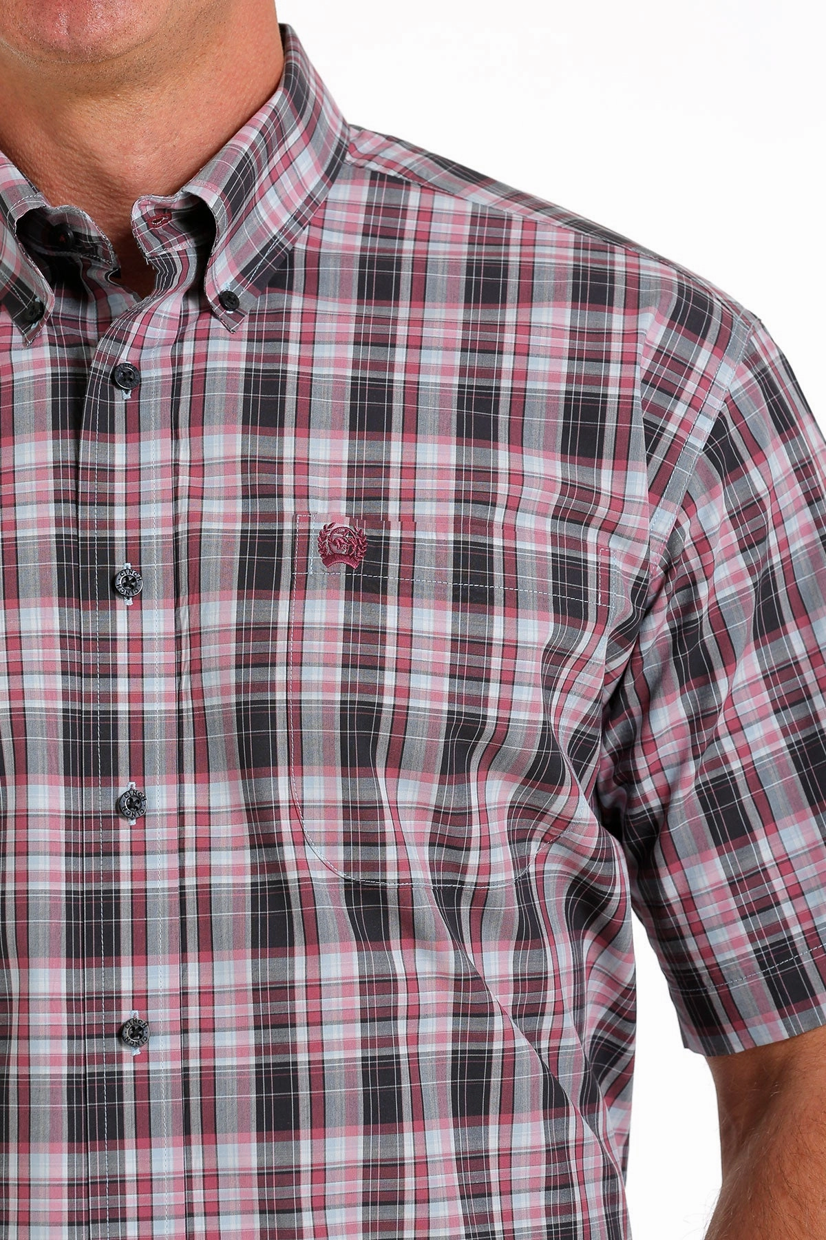 Cinch Men??s Navy & Burgundy Plaid Shirt Cozy Option Everyday Essential