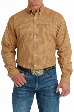 Subtle pattern Versatile Fit Cinch Men's Orange & Blue Geometric Shirt