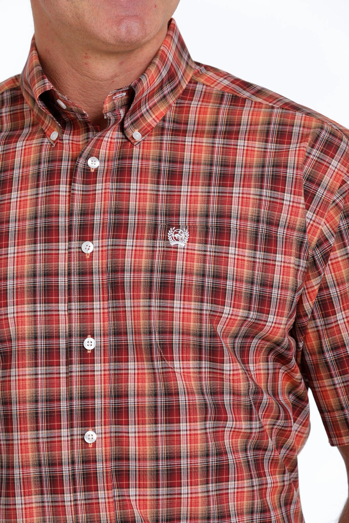Cinch Men??s Red Plaid Shirt Chill Fit