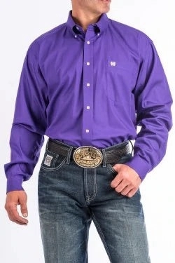 UV Protective Fabric Cinch Men??s Solid Purple Shirt